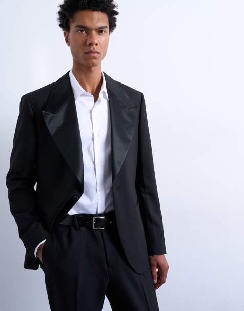 Topman – Schmal geschnittene Smokingjacke in Schwarz - view 1