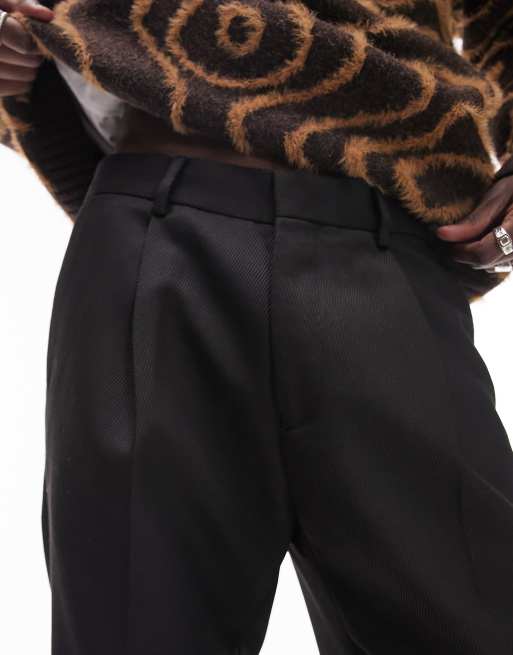 Topman – Schmal zulaufende Hose aus ausgeprägtem Twill in Schwarz, 3 von 5