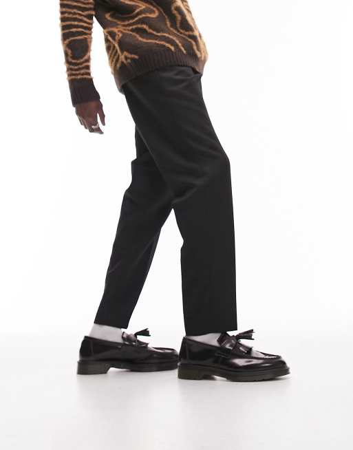 Topman – Schmal zulaufende Hose aus ausgeprägtem Twill in Schwarz, 4 von 5