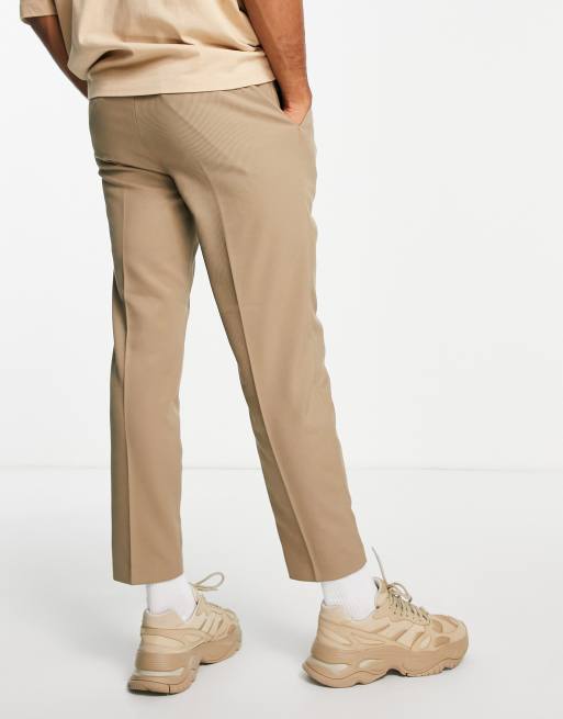 Topman – Schmal zulaufende Hose aus ausgeprägtem Twill in Stein, 2 von 4