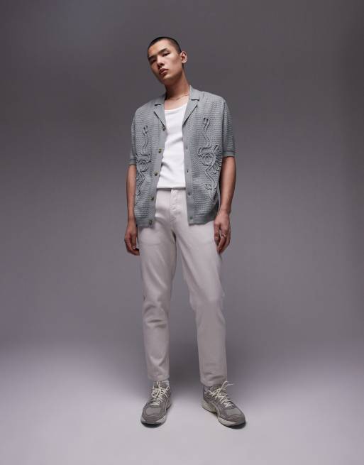 Topman – Schmal zulaufende Jeans in Hellgrau