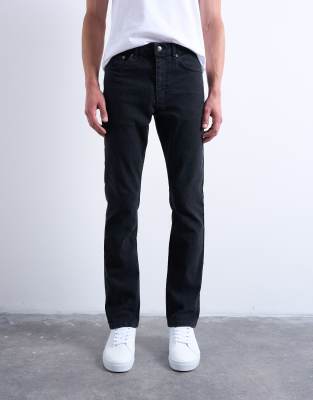 Schmale Stretch-Jeans in verwaschenem Schwarz Schwarz W28 L32