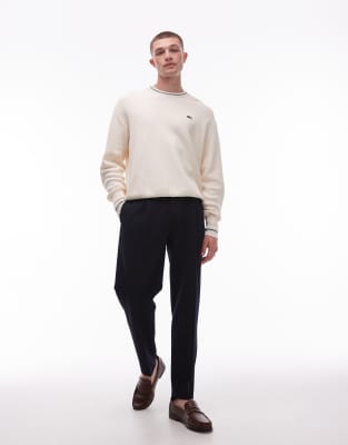 seersucker tapered pants in navy