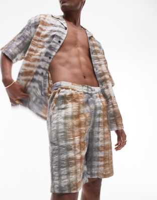 Topman Seersucker Tie Dye Shorts - Part Of A Set-multi