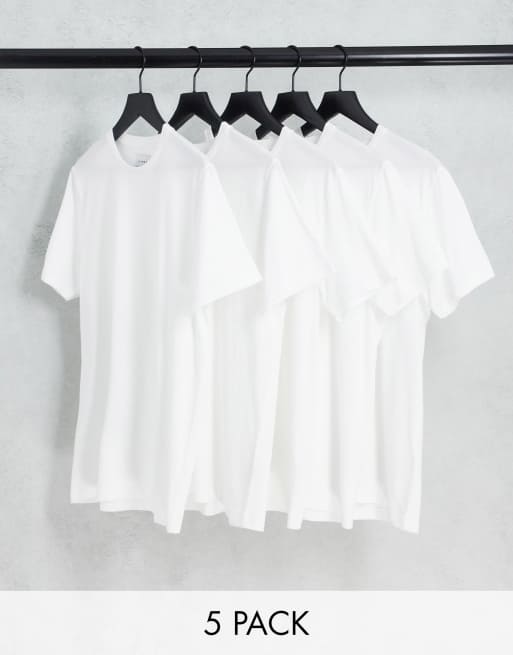 Topman - Set 5 T-shirts met klassieke pasvorm in wit