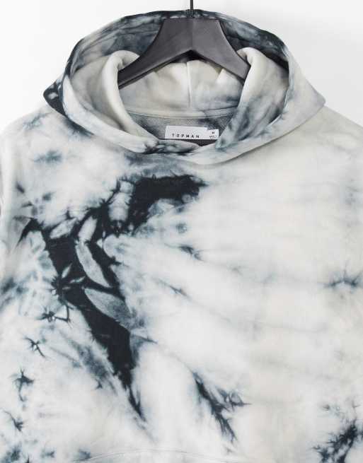 Topman set hoodie in black tie dye