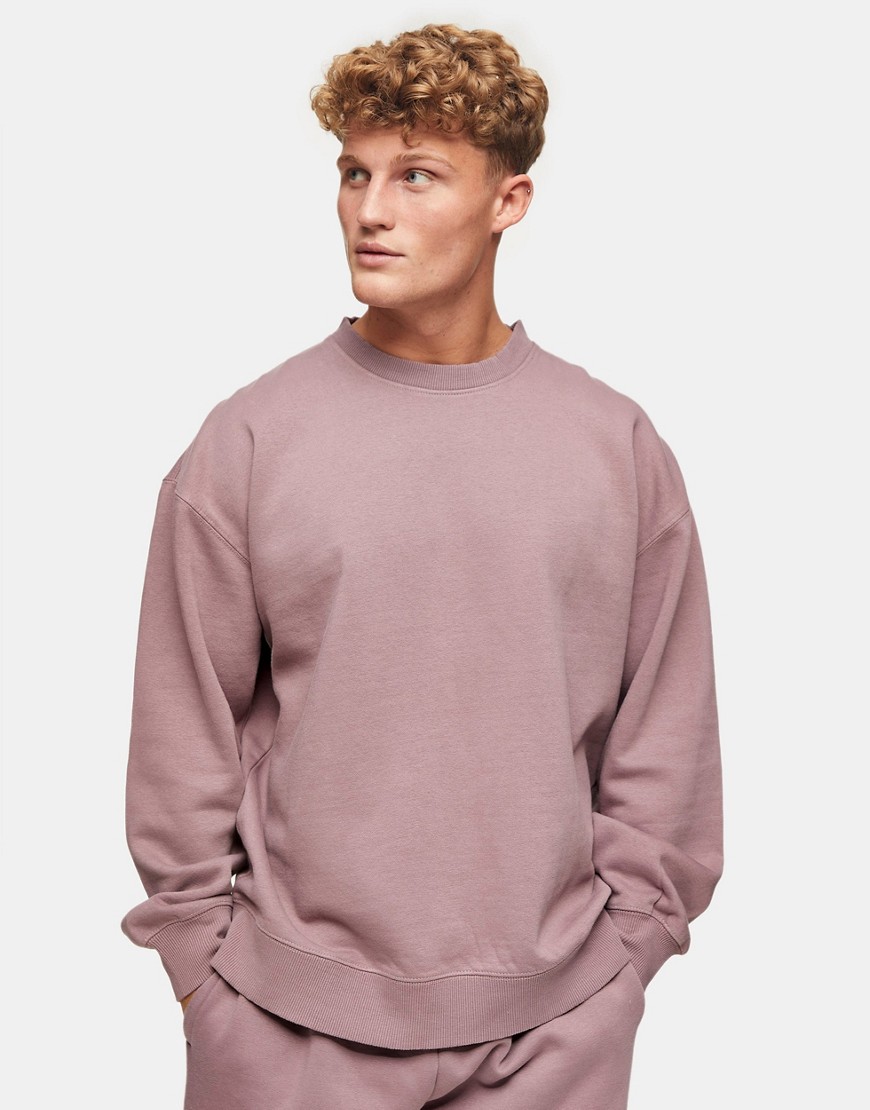 Topman set oversized washed sweatshirt in lilac-Purple