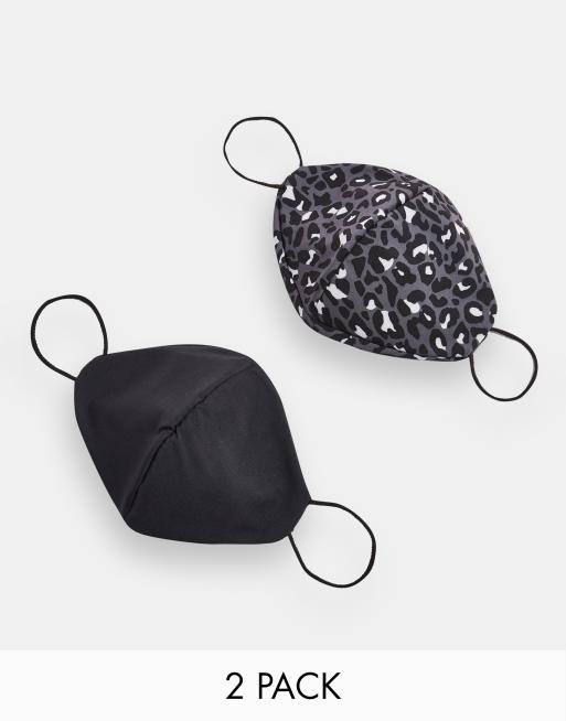 Topman - Set van 2 modieuze mondkapjes met dierenprint in zwart