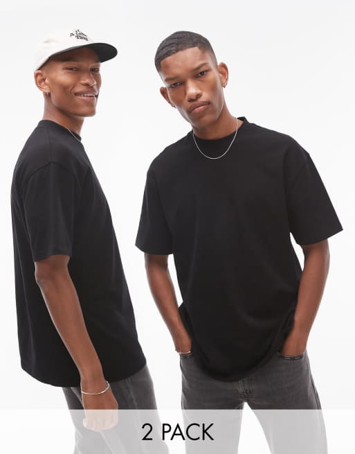 Topman - Set van 2 oversized T-shirts in zwart