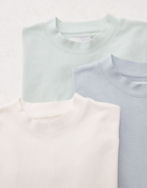 Topman - Set van 3 oversized T-shirts in ecru, blauw en groen