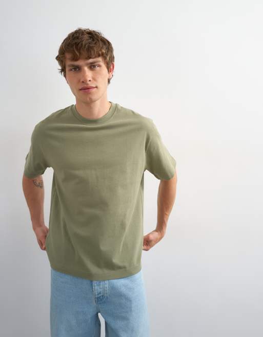 Topman set van 3 relaxed-fit T-shirts in wit, zwart en olijfgroen, 2 van 5