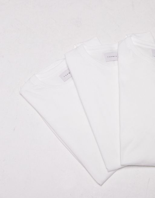 Topman - Set van 3 T-shirts met klassieke pasvorm in wit