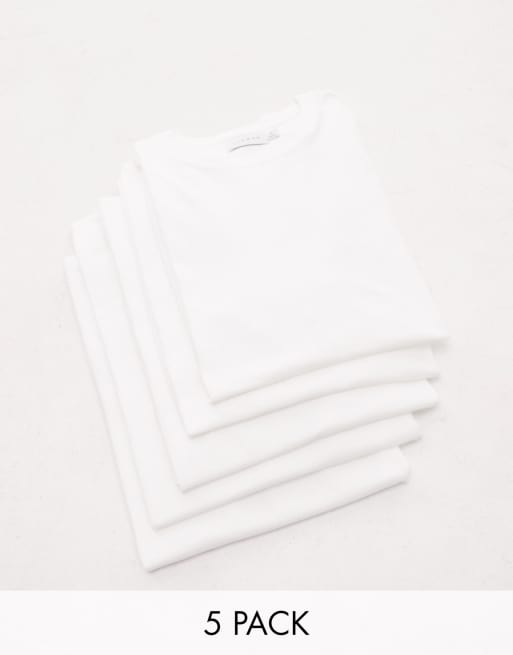 Topman - Set van 5 T-shirts met klassieke pasvorm in wit