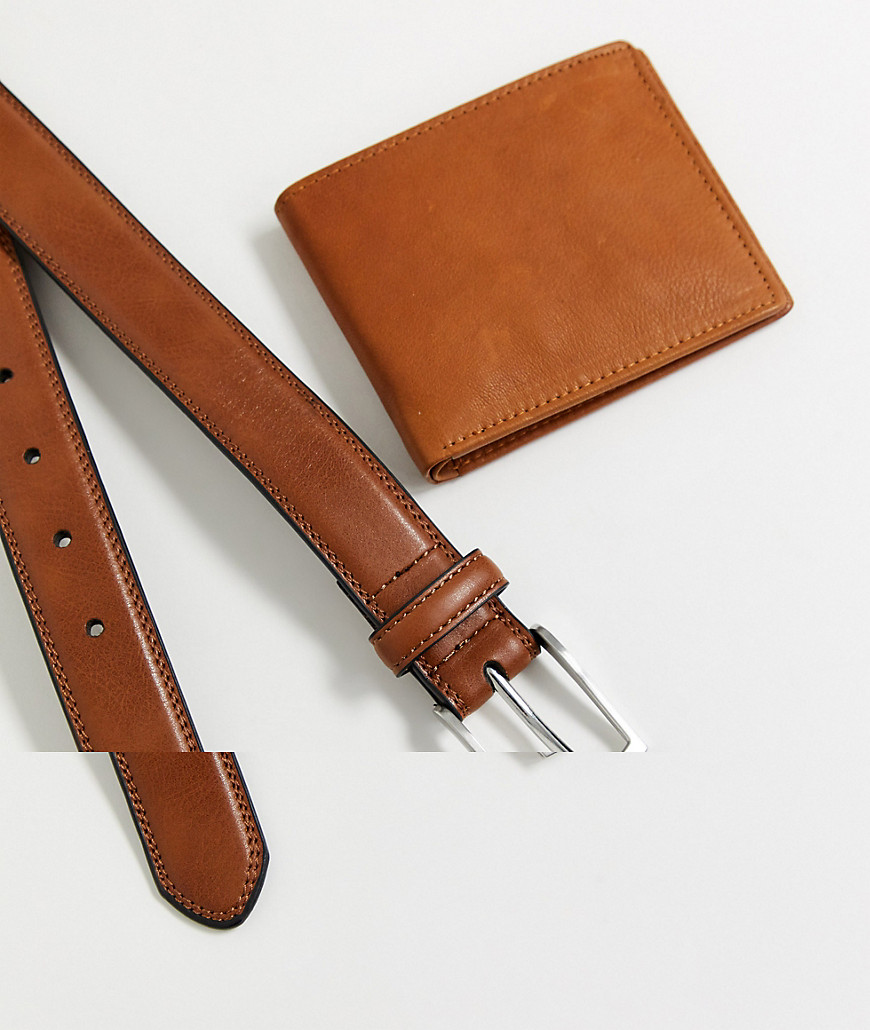 Topman - Set van riem en portemonnee in bruin