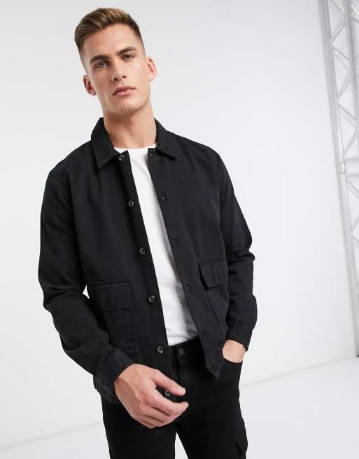 Topman shacket in black | ASOS