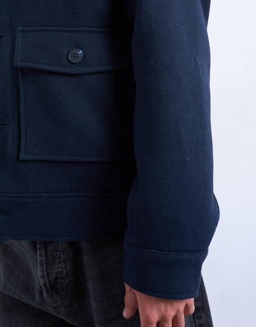 Topman - Shacket van wolmix in marineblauw, 4 van 5