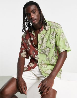 Topman sheer floral shirt in red and green splice - ASOS Price Checker