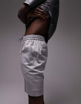 Topman slim pintuck shorts in grey - ASOS Price Checker