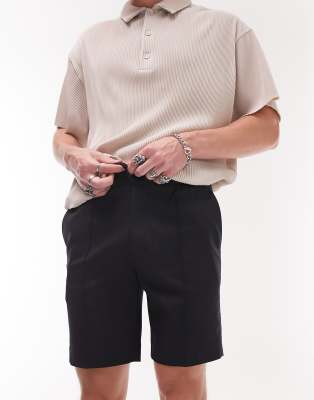 Topman slim pintuck shorts in navy - ASOS Price Checker