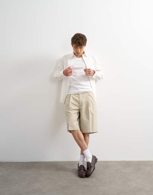 Topman - Short ample à rayures - Taupe, 2 de 5