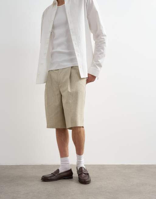 Topman - Short ample à rayures - Taupe, 3 de 5