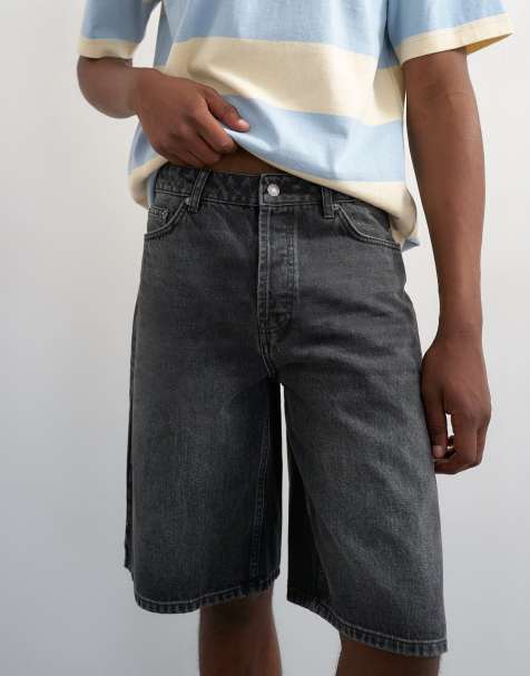 Topman - Short baggy en jean rigide - Noir délavé - view 1