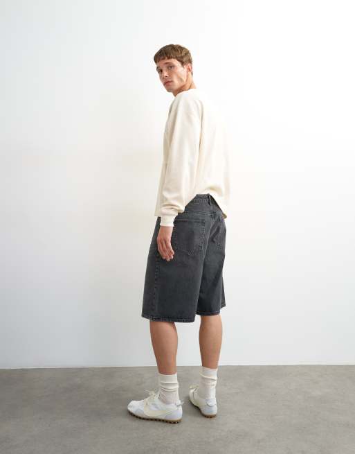 Topman - Short baggy en jean rigide - Noir délavé, 4 de 5