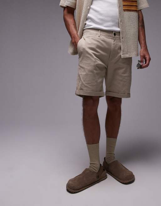 Topman - Short chino coupe skinny - Taupe