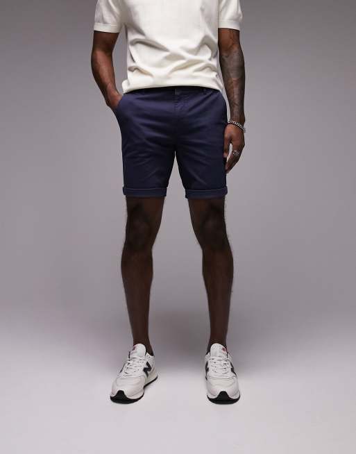 Topman - Short chino skinny - Bleu marine 