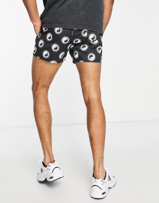 Topman Short de bain motif yin yang Noir et blanc ASOS