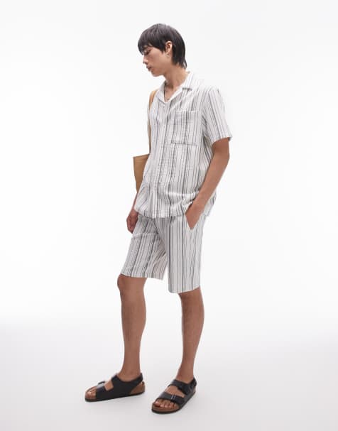 Topman - Short d'ensemble à rayures - Écru - view 1