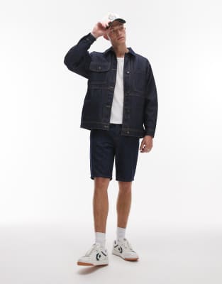 Topman - Short droit en jean - Bleu brut-Bleu marine