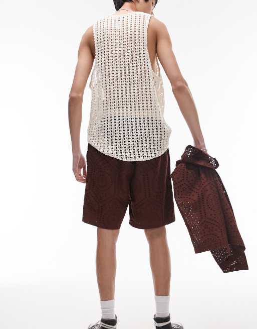 Topman - Short en broderie anglaise - Marron, 4 de 4