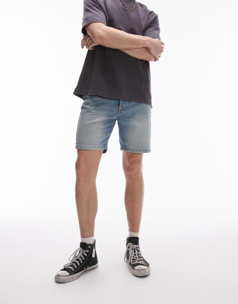 Topman - Short en jean droit - Bleu clair délavé - view 1