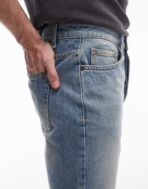 Topman - Short en jean droit - Bleu clair délavé, 3 de 5