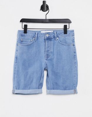 Homme Topman - Short en jean skinny stretch - Bleu moyen