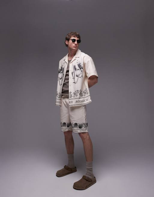 Topman - Short met print in stone, deel van co-ord set