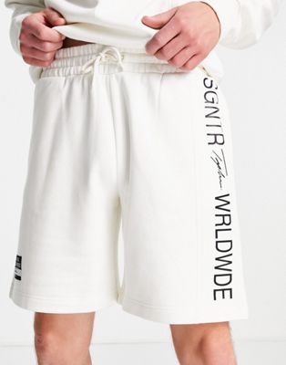 Topman oversized Signature panel shorts in white - ASOS Price Checker