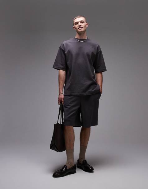 Topman - Short oversize en lin mélangé - Anthracite - view 1
