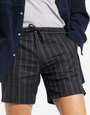 Shorts chino Topman - Short skinny à rayures - Noir