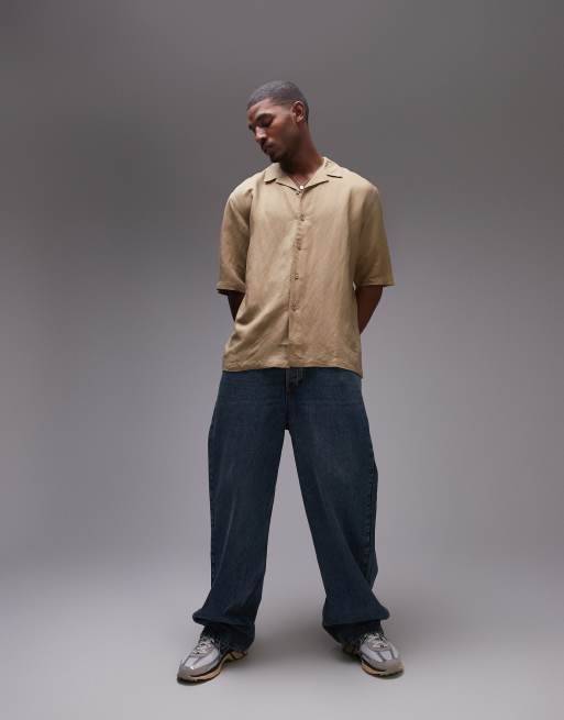 【THE MOZZ】Linen Blend Short Sleeve T-Shirt Short sleeve linen blend shirt - Twin sets - Men | Bershka