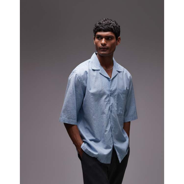 【BAON】[unisex] Maemat Stripe Over Short Sleeve Tee Striped short sleeve shirt - Shirts - Men | Bershka