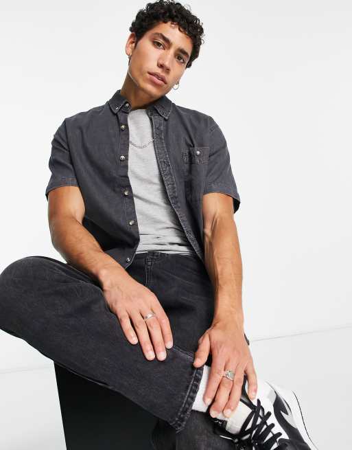 Asos Denim Shirt In Short Sleeve With Mid Wash, $15, Asos