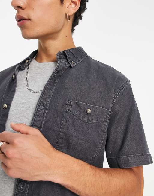 Asos Denim Shirt In Short Sleeve With Mid Wash, $15, Asos