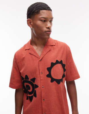Topman Short Sleeve Embroidered Sun Shirt