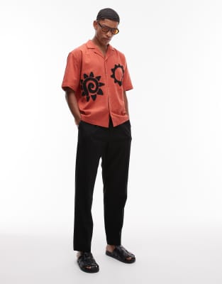 Topman Short Sleeve Embroidered Sun Shirt