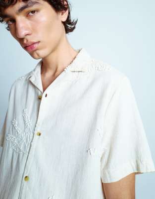 TOPMAN SHORT SLEEVE HAND EMBROIDERED SHIRT