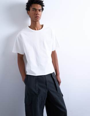 Topman Short Sleeve Heavy Weight Slub Raw Edge Tee In White