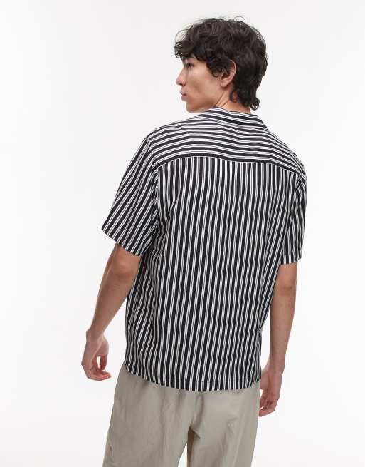 Topman short sleeve navy stripe shirt, 3 of 4