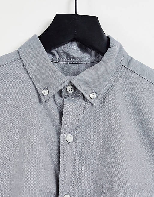 Shirts Topman short sleeve oxford shirt in grey 